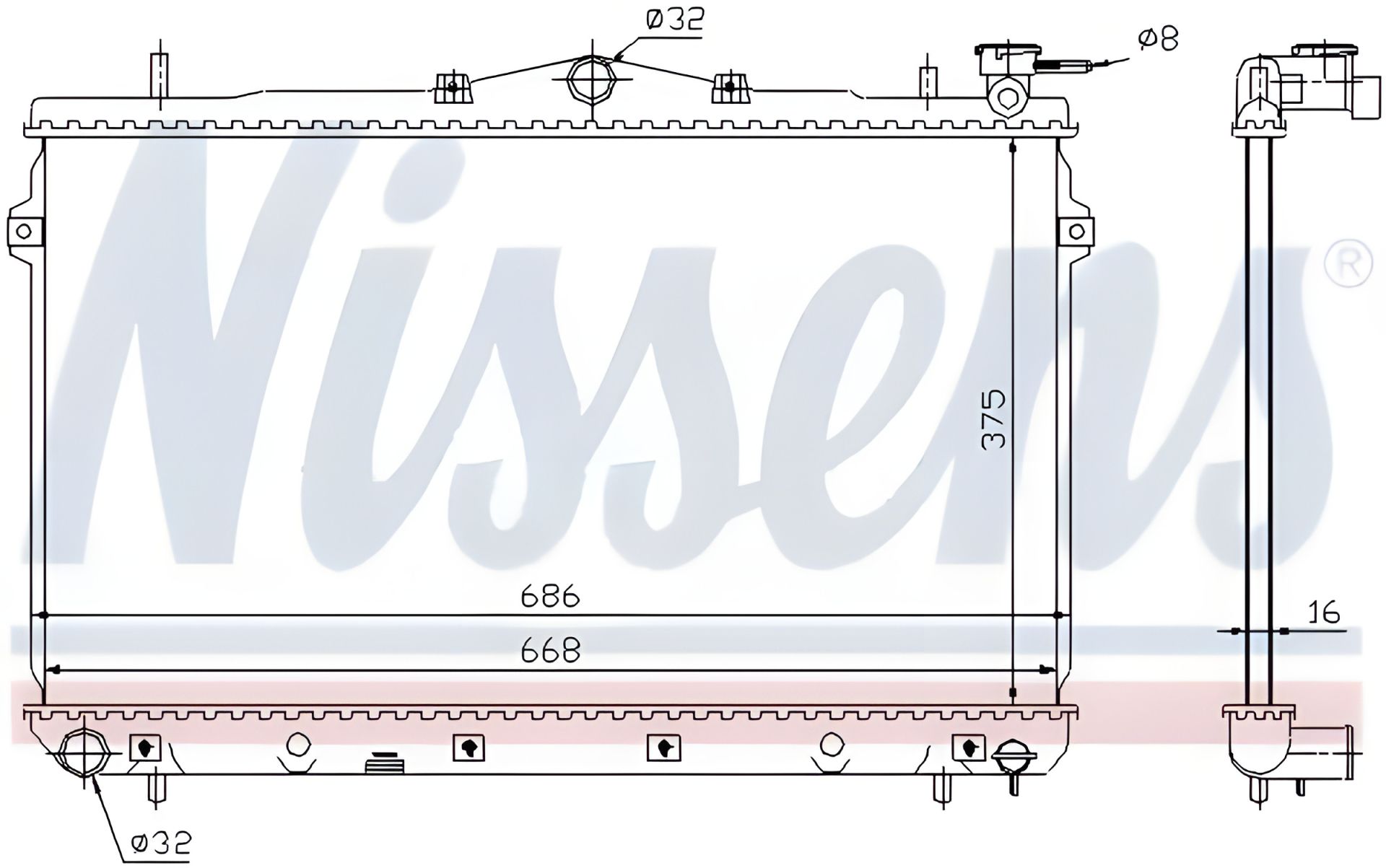 Охолодження двигуна, радіатор HYUNDAI LANTRA, NISSENS (62298) Охолодження двигуна, радіатор HYUNDAI LANTRA, NISSENS (62298)