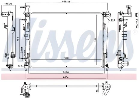 Радиатор охлаждения двигателя NISSENS для KIA CERATO (66778) Радиатор охлаждения двигателя NISSENS для KIA CERATO (66778)