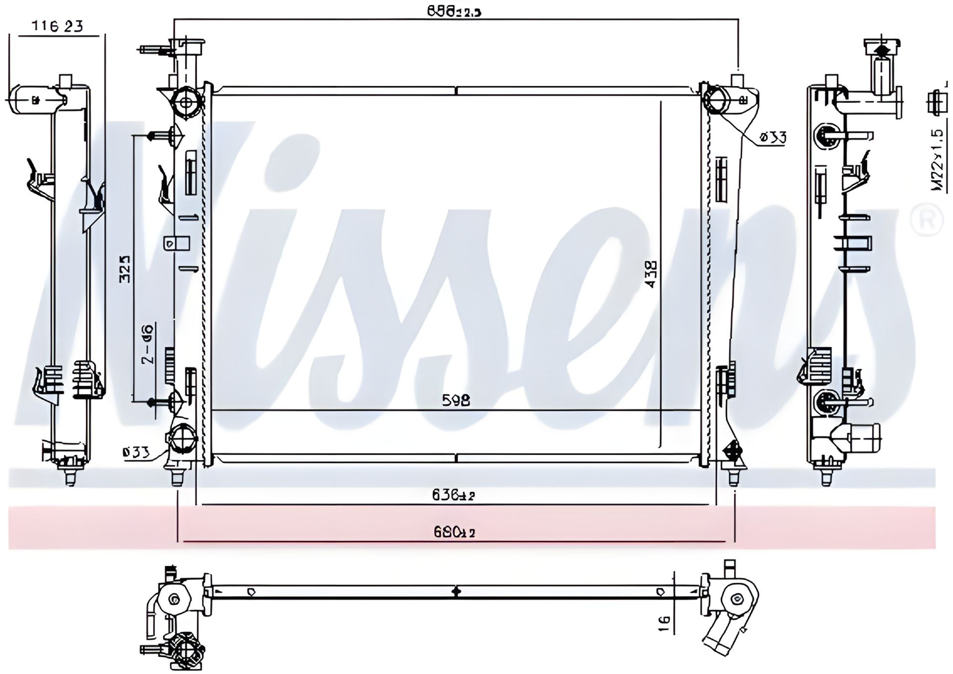 Охолодження радіатор двигуна KIA CERATO, NISSENS (66778) Охолодження радіатор двигуна KIA CERATO, NISSENS (66778)