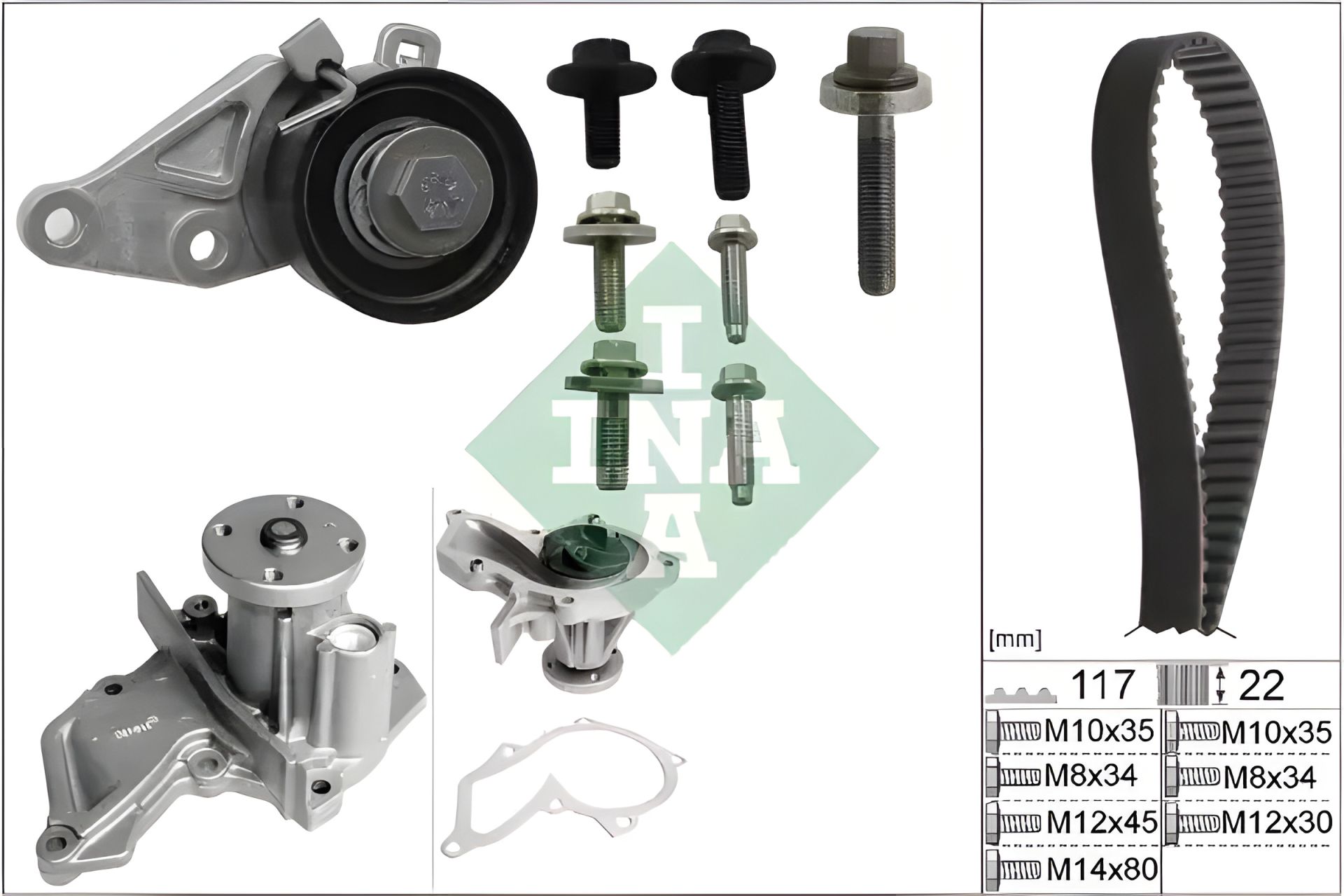 Комплект ременя ГРМ + помпа для VOLVO V50, MAZDA 2 від INA (530014030) Комплект ременя ГРМ + помпа для VOLVO V50, MAZDA 2 від INA (530014030)