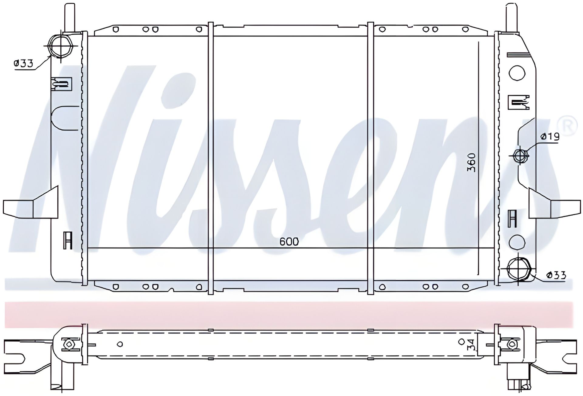 Охлаждающий радиатор двигателя FORD SIERRA, NISSENS (62224) Охлаждающий радиатор двигателя FORD SIERRA, NISSENS (62224)