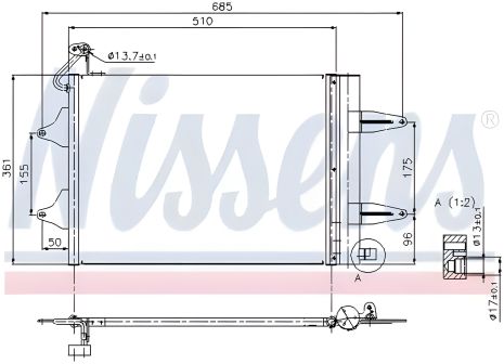 Конденсор кондиционера SEAT CORDOBA, VW FOX, NISSENS (94628)