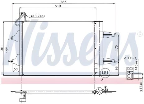 Конденсор кондиціонера, радіатор SEAT CORDOBA, VW FOX, NISSENS (94628)