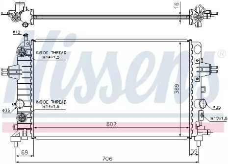 Радиатор охлаждения двигателя OPEL ASTRA, OPEL ZAFIRA, NISSENS (630702)