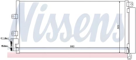 Конденсор кондиціонера радіатор, FIAT LINEA, NISSENS (940023)