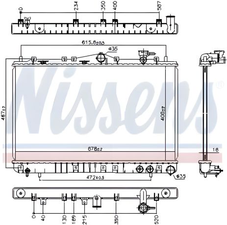 Эффективный радиатор охлаждения двигателя для HYUNDAI SONATA, NISSENS (67006) Эффективный радиатор охлаждения двигателя для HYUNDAI SONATA, NISSENS (67006)