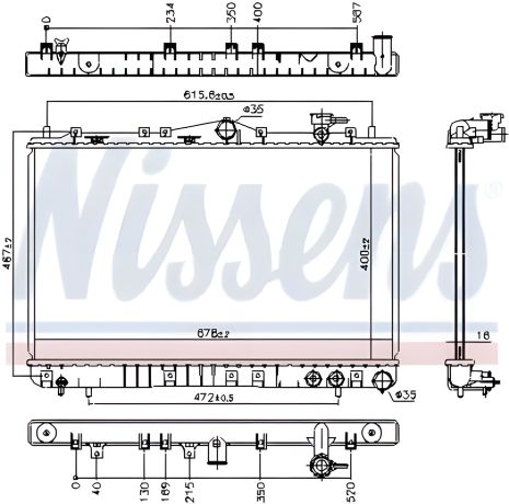 Эффективный радиатор охлаждения двигателя для HYUNDAI SONATA, NISSENS (67006) Эффективный радиатор охлаждения двигателя для HYUNDAI SONATA, NISSENS (67006)