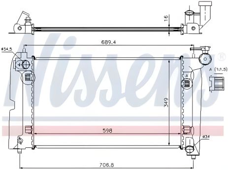 Радіатор охолодження двигуна для TOYOTA AVENSIS, NISSENS (64646A)