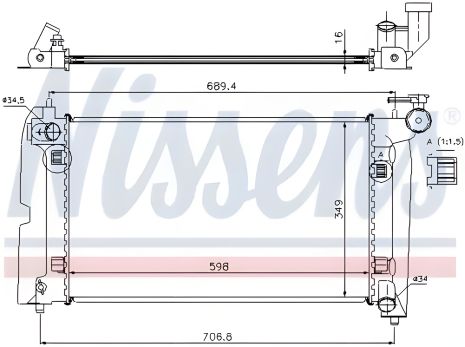 Радиатор мотора для TOYOTA AVENSIS, NISSENS (64646A)