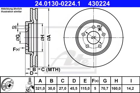 Гальмівний диск OPEL CASCADA, OPEL ASTRA, ATE (24013002241) Гальмівний диск OPEL CASCADA, OPEL ASTRA, ATE (24013002241)