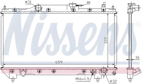 Радиатор охлаждения двигателя TOYOTA AVENSIS, NISSENS (64783A)