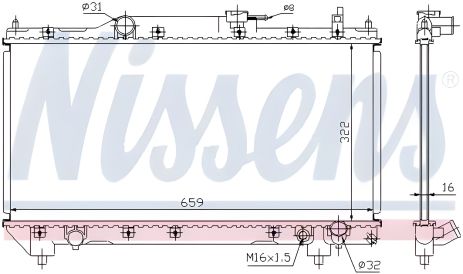 Охолоджуючий радіатор двигуна TOYOTA AVENSIS, NISSENS (64783A)
