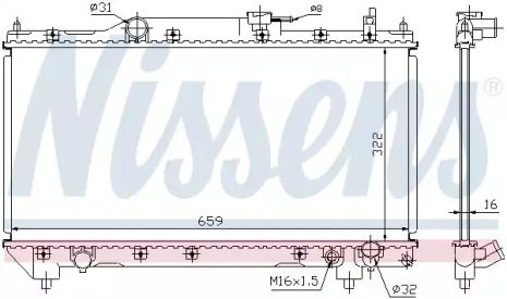 Радиатор охлаждения двигателя TOYOTA AVENSIS, NISSENS (64783A)