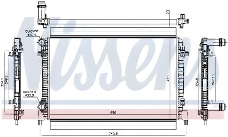 Радиатор охлаждения двигателя SKODA FABIA, VW GOLF, NISSENS (65327)
