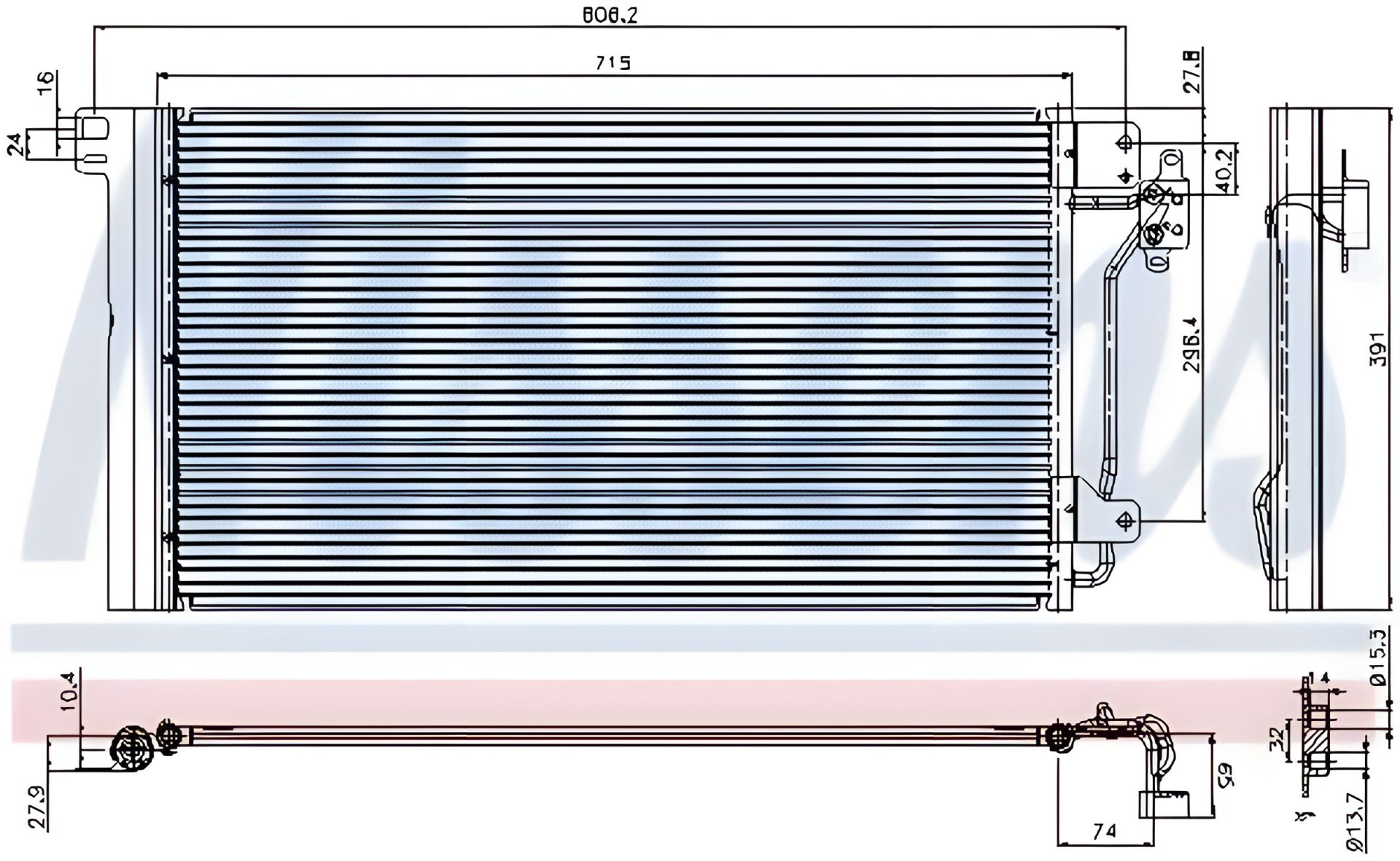 Радиатор конденсора кондиционера для VW TRANSPORTER, NISSENS (94604) Радиатор конденсора кондиционера для VW TRANSPORTER, NISSENS (94604)
