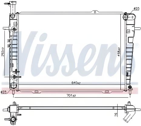 Авторадиатор KIA SPORTAGE, HYUNDAI TUCSON, NISSENS (675015)