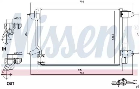 Радиатор, конденсор кондиционера VW BEETLE, NISSENS (940238)