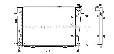 Радиатор двигателя охлаждения для KIA SPORTAGE и HYUNDAI TUCSON, AVA COOLING (HY2126)