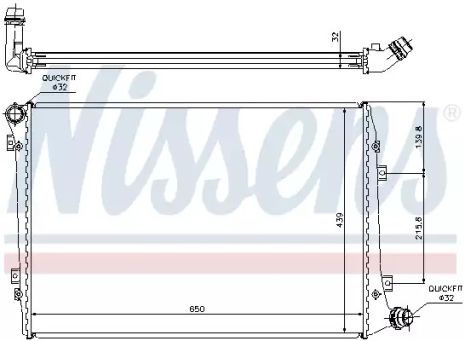 Радиатор охлаждения двигателя SKODA SUPERB, SEAT ALTEA, NISSENS (65291A)