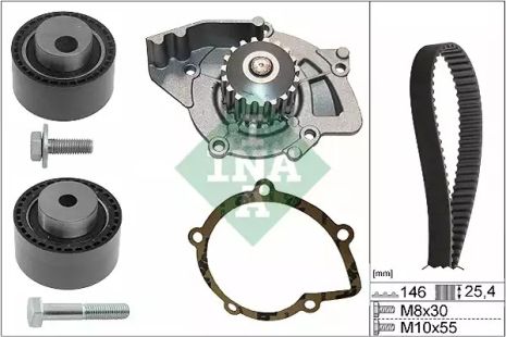 Помпа + комплект ременя ГРМ FIAT ULYSSE, LANCIA PHEDRA, INA (530044631)