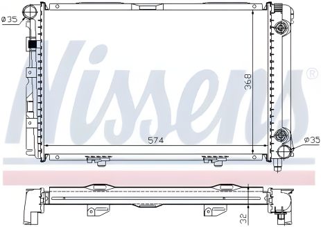 Охолодження радіатор двигуна MERCEDES-BENZ 190, NISSENS (62670A)