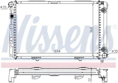 Охлаждающий радиатор двигателя для MERCEDES-BENZ 190, NISSENS (62670A) Охлаждающий радиатор двигателя для MERCEDES-BENZ 190, NISSENS (62670A)