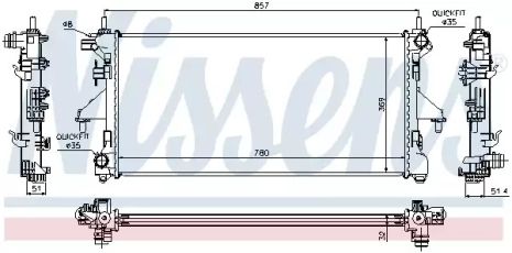 Радиатор охлаждения двигателя FIAT DUCATO, PEUGEOT BOXER, NISSENS (63555A)