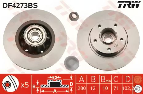 Тормозной диск для NISSAN PRIMASTAR и OPEL VIVARO, TRW (DF4273BS) Тормозной диск для NISSAN PRIMASTAR и OPEL VIVARO, TRW (DF4273BS)
