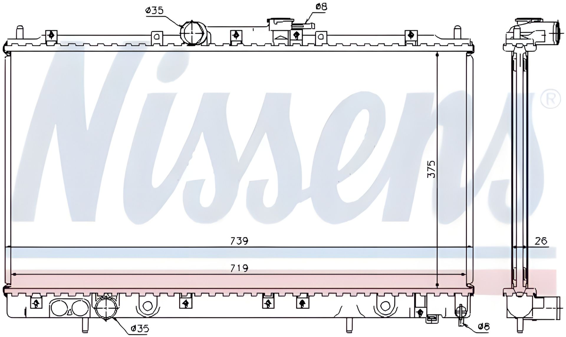 Двигуна радіатор охолодження MITSUBISHI GALANT, NISSENS (62868A) Двигуна радіатор охолодження MITSUBISHI GALANT, NISSENS (62868A)