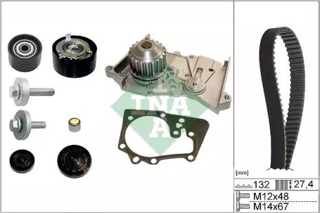 Помпа + комплект ременя ГРМ RENAULT FLUENCE, INA (530063930)