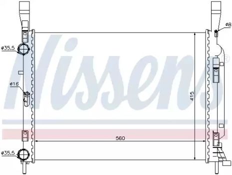 Радіатор охолодження двигуна MERCEDES-BENZ CITAN, RENAULT KANGOO, NISSENS (637628)