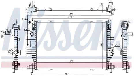 Двигательный радиатор охлаждения FORD FOCUS, NISSENS (606215)