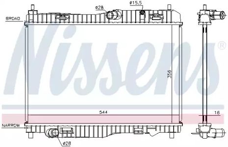 Радиатор охлаждения двигателя FORD B-MAX, NISSENS (66858)