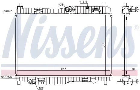 Двигательный радиатор охлаждения FORD B-MAX, NISSENS (66858)