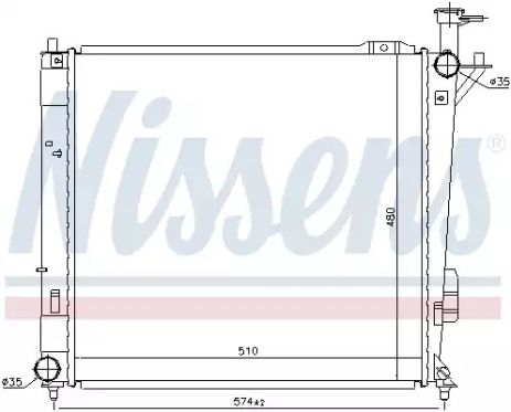 Радиатор охлаждения двигателя HYUNDAI SANTA FE, NISSENS (67518)