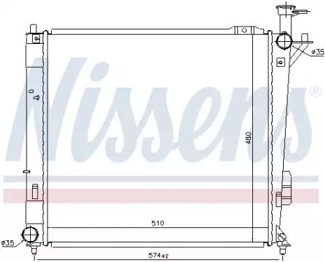 Радиатор охлаждения двигателя HYUNDAI SANTA FE, NISSENS (67518)