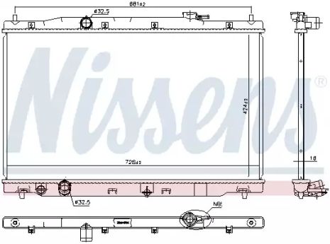 Радиатор охлаждения двигателя HONDA CR-V, NISSENS (681378)