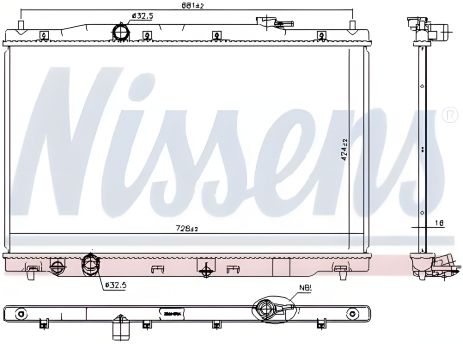 Радиатор охлаждения двигателя NISSENS HONDA CR-V (681378) Радиатор охлаждения двигателя NISSENS HONDA CR-V (681378)