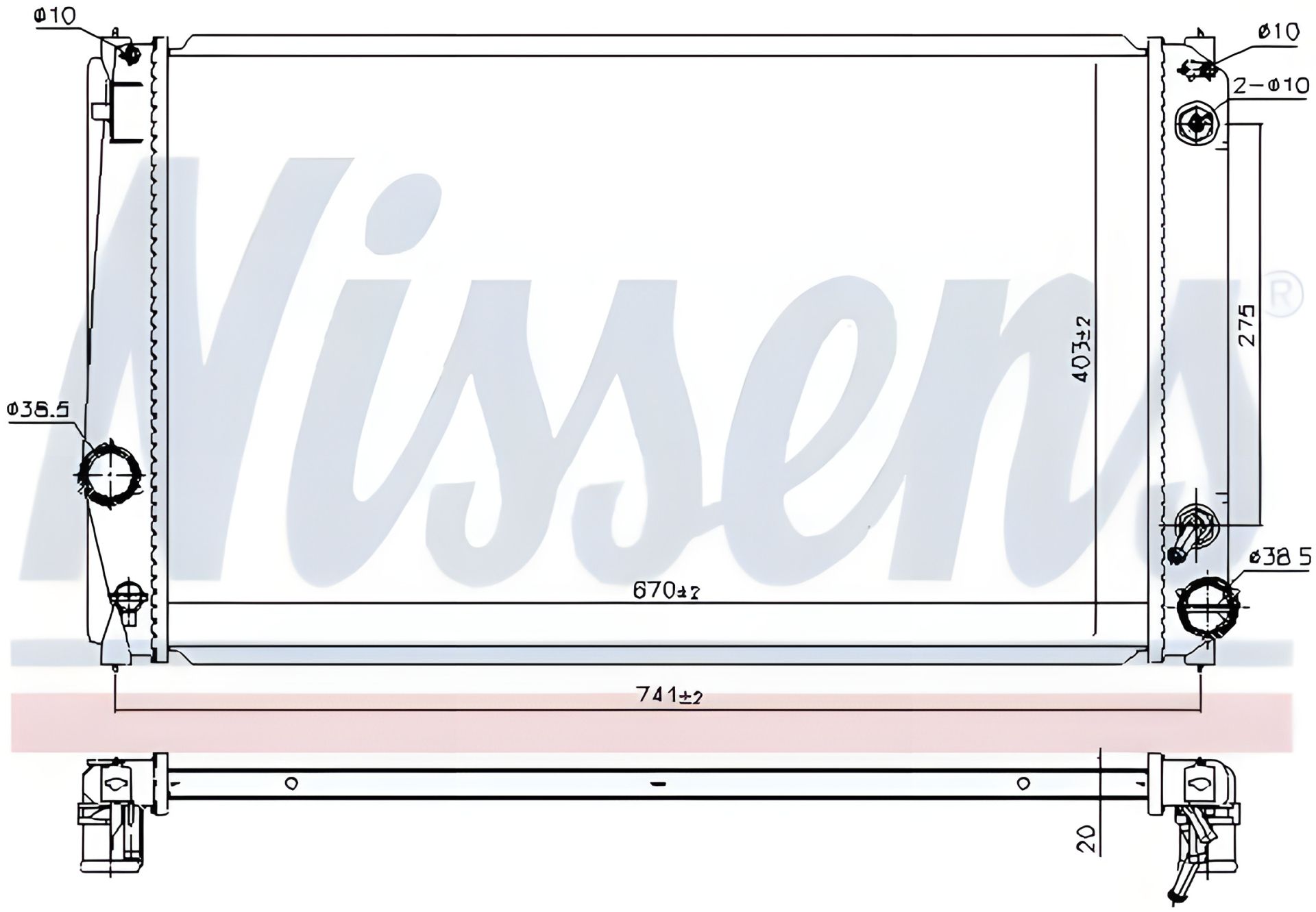 Двигунний радіатор охолодження для TOYOTA RAV4, NISSENS (646843) Двигунний радіатор охолодження для TOYOTA RAV4, NISSENS (646843)