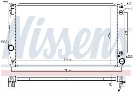 Радіатор охолодження двигуна TOYOTA RAV4, NISSENS (646843)