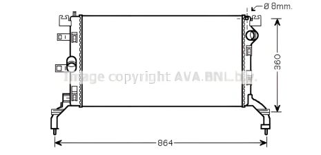 Радиатор двигателя охладительный RENAULT LATITUDE, AVA COOLING (RT2415)