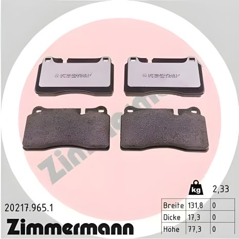 Brake Pad Set, Disc Brake LAND ROVER, ZIMMERMANN (202179651)