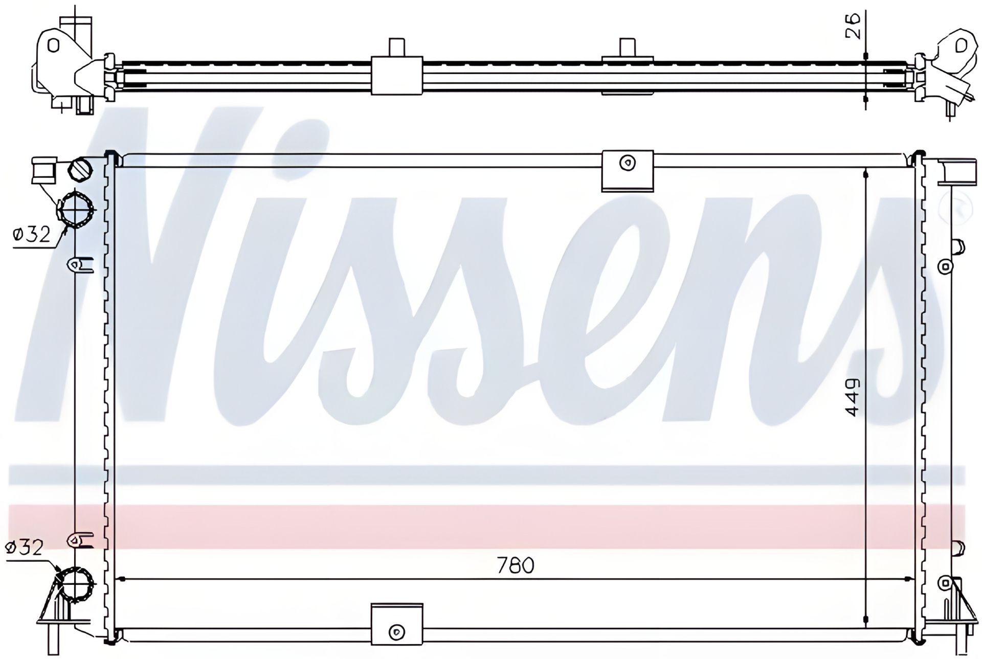 Охолоджувальний радіатор двигуна NISSAN PRIMASTAR, OPEL VIVARO, NISSENS (63818A) Охолоджувальний радіатор двигуна NISSAN PRIMASTAR, OPEL VIVARO, NISSENS (63818A)