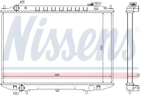 Радіатор двигуна охолодження NISSAN PICK UP, NISSENS (68721)