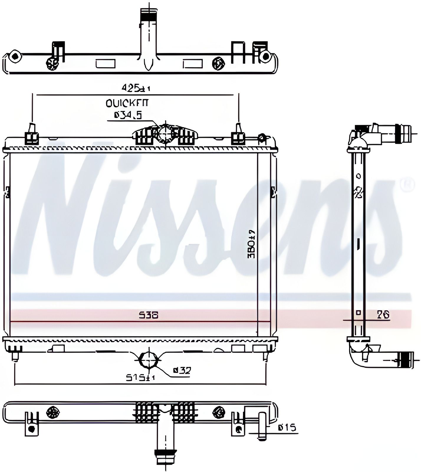 Радиатор для охлаждения двигателя PEUGEOT 508, NISSENS (606055) Радиатор для охлаждения двигателя PEUGEOT 508, NISSENS (606055)