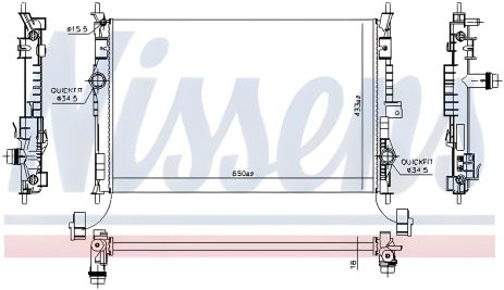 Радиатор охлаждения двигателя для DS DS и OPEL COMBO, NISSENS (636014)