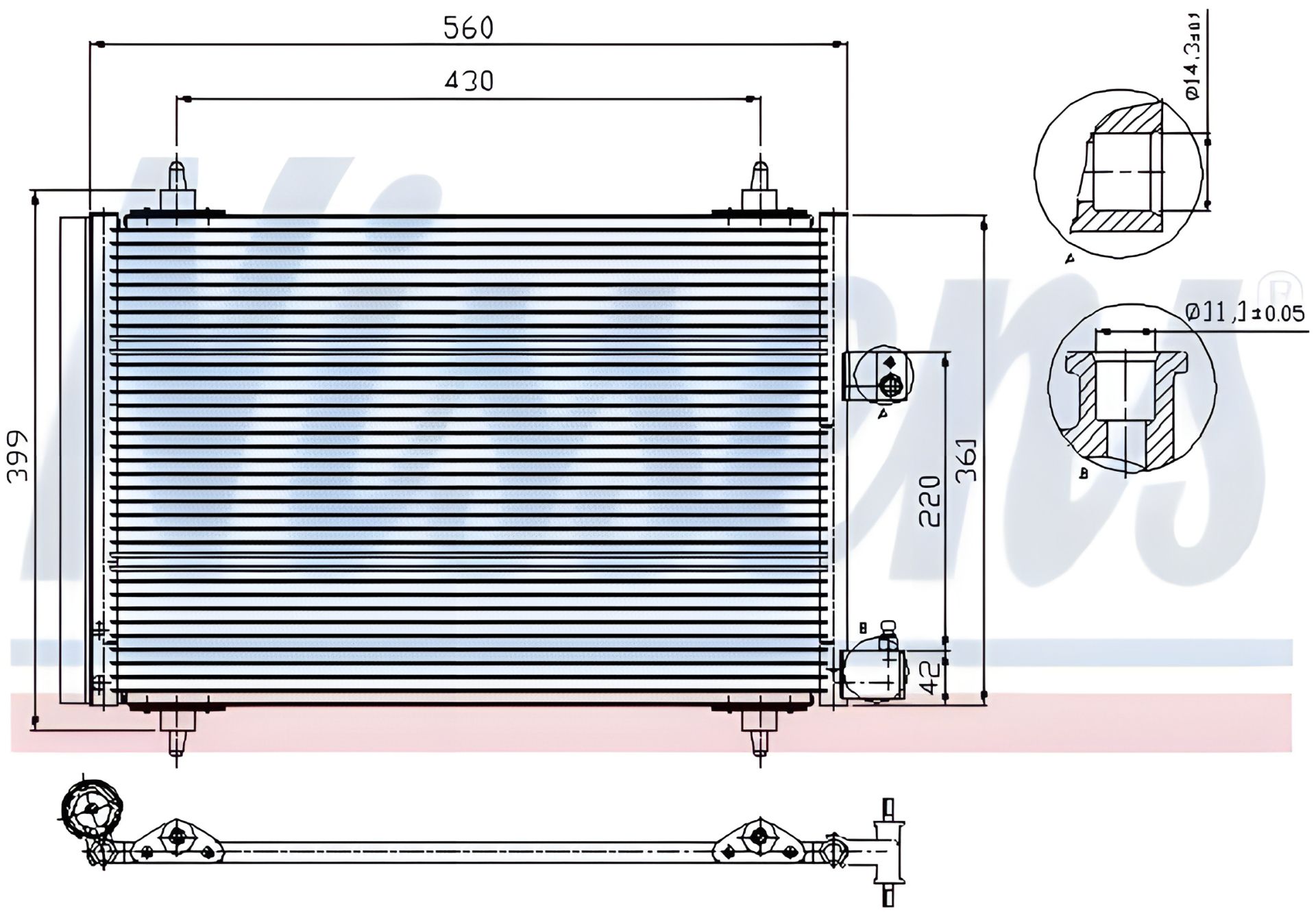 Конденсор кондиціонера радіатор CITROËN C5, PEUGEOT 407, NISSENS (94723) Конденсор кондиціонера радіатор CITROËN C5, PEUGEOT 407, NISSENS (94723)