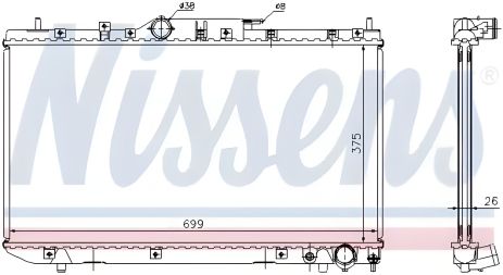 Двигунний радіатор охолодження TOYOTA AVENSIS, NISSENS (64643A)