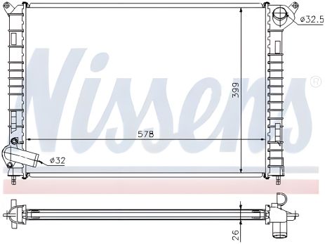 Охлаждающий радиатор двигателя для MINI MINI, NISSENS (69703A) Охлаждающий радиатор двигателя для MINI MINI, NISSENS (69703A)