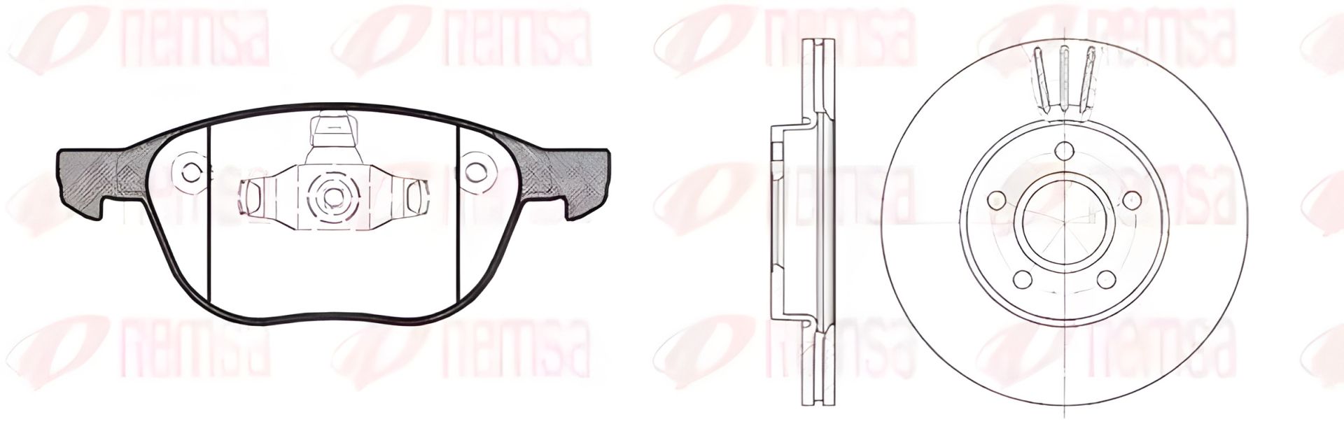 Комплект дискових гальм, 2 диски + 4 колодки VOLVO C70, FORD C-MAX, REMSA (8108200) Комплект дискових гальм, 2 диски + 4 колодки VOLVO C70, FORD C-MAX, REMSA (8108200)